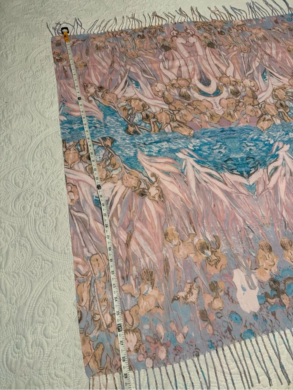 Pastel‎ Floral Fashion Linen-blend Scarf - Pink & Blue, handmade in India